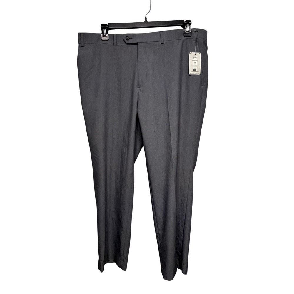 Madison Modern Fit Plaza Dress Pants Mens 40x30 Grey Motion Stretch New